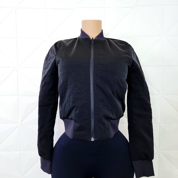 Lululemon Women's Black Non Stop Long Sleeve Full Zip Bomber Jacket Size 2 - Picture 2 of 8